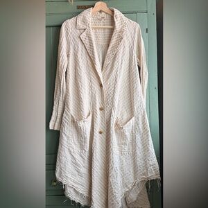 FP Movement by Free People Cream Textured Long Blazer